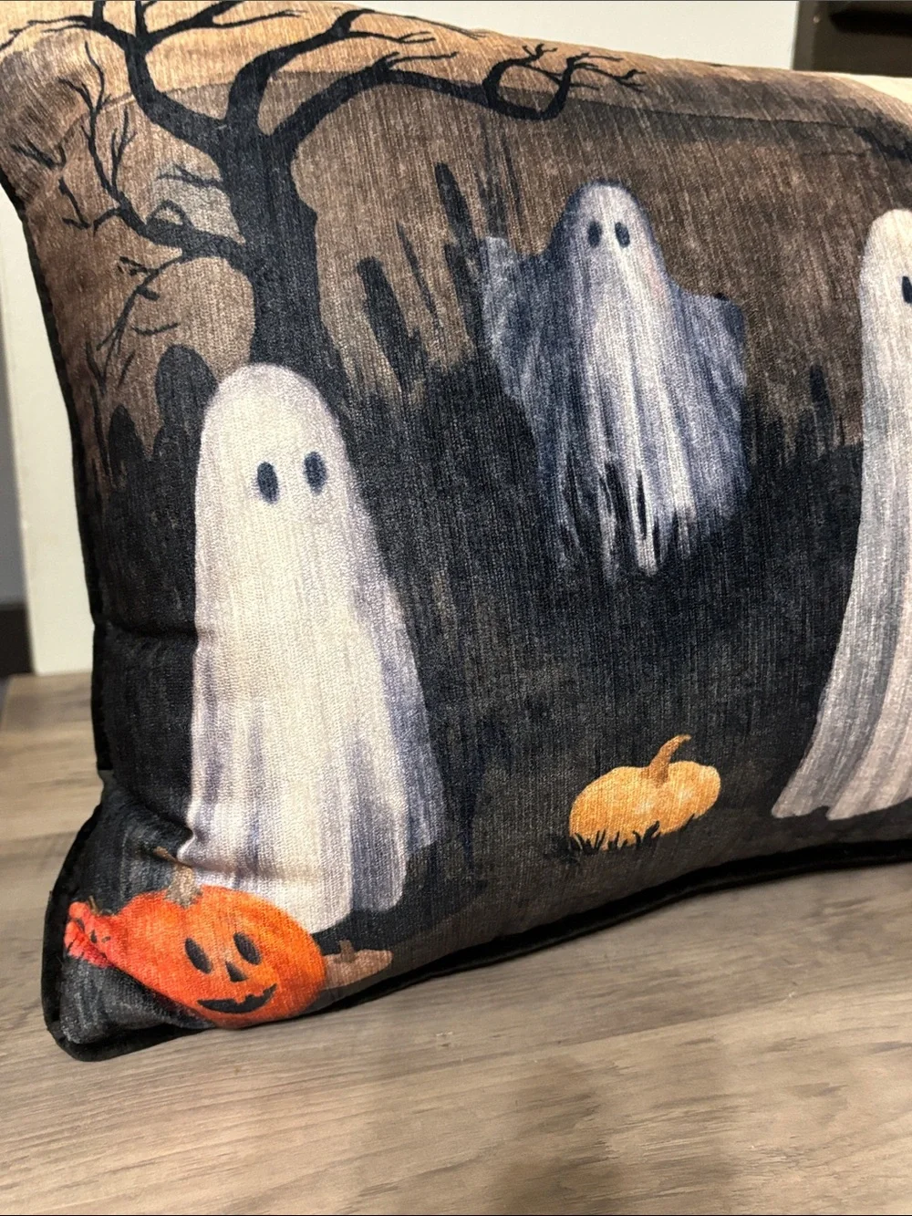 NWT TAHARI HOME 14x20 Eerie Ghost Scene Pillow BATS JACK O LANTERNS
